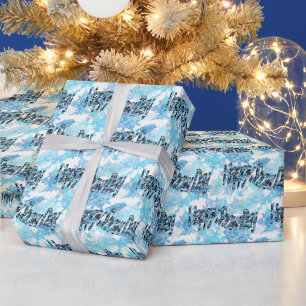 Cadeau Joyeux papier d'enveloppement du jour de la neige