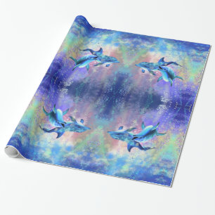 Cadeau Joyeux papier enveloppant dauphin