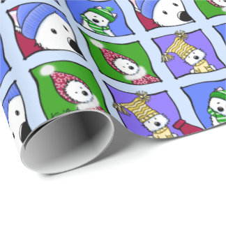 Cadeau KiniArt Hiver Westies Wrapt Papier