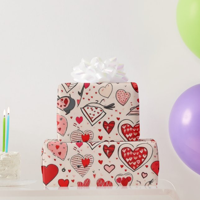 Cadeau Le coeur de la Saint Valentin Envelopper le papier (Cadeaux de fête)