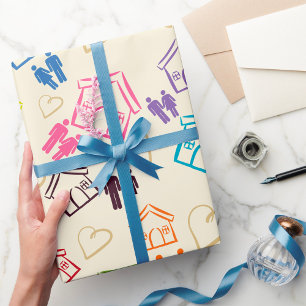 Cadeau Les Gens Aiment Les Maisons Enveloppant Le Papier