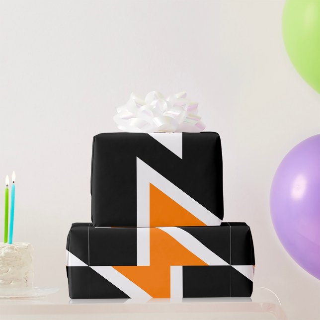 Cadeau Lettre Orange Et Noire N Papier Enveloppant (Créateur téléchargé)