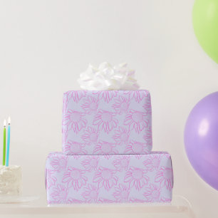 Cadeau Ligne rose Motif à fleurs dessiné sur papier mauve