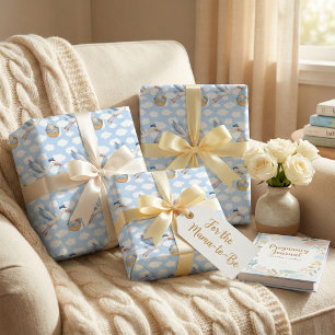 Cadeau Livraison de la cigogne Bébé Papier à envelopper -