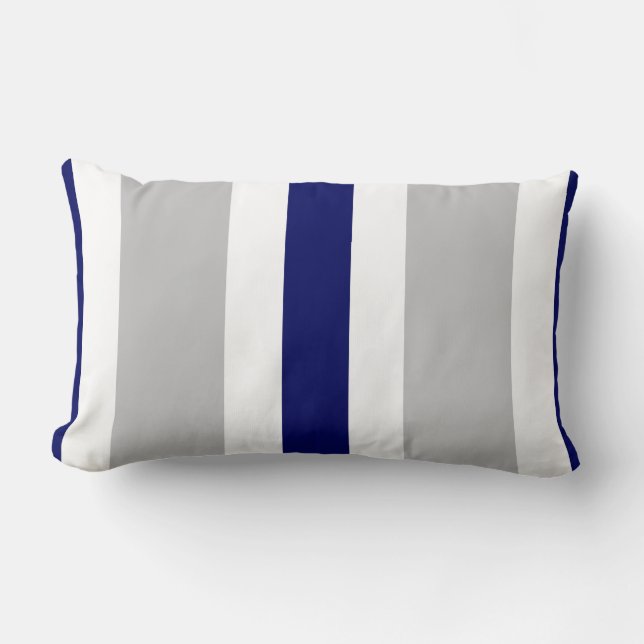 Cadeau lombaire gris de coussin de rayure de bleu (Recto)