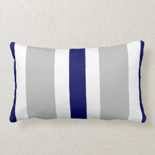 Cadeau lombaire gris de coussin de rayure de bleu