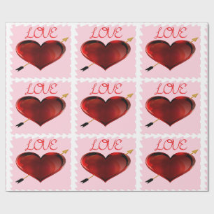 Cadeau Love Forever Stamp Wrapper Papier