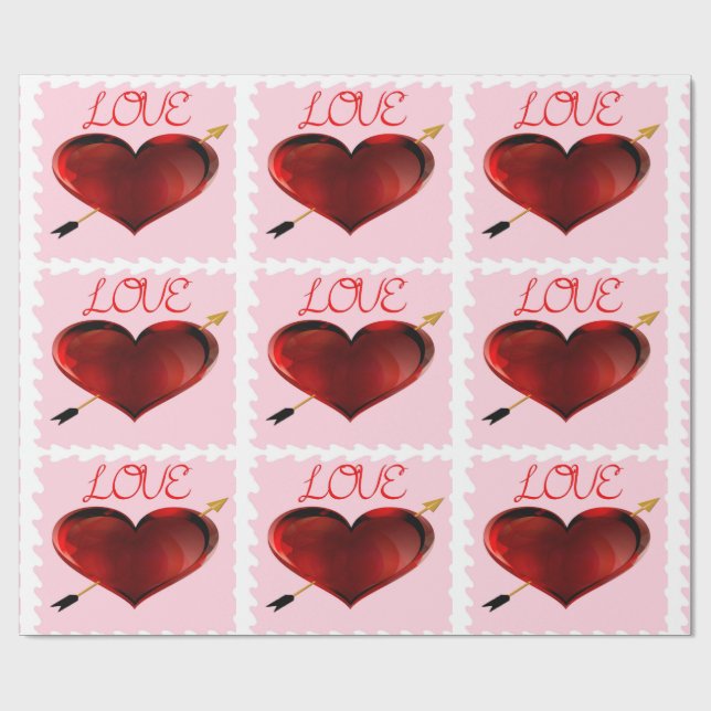 Cadeau Love Forever Stamp Wrapper Papier (Plat)