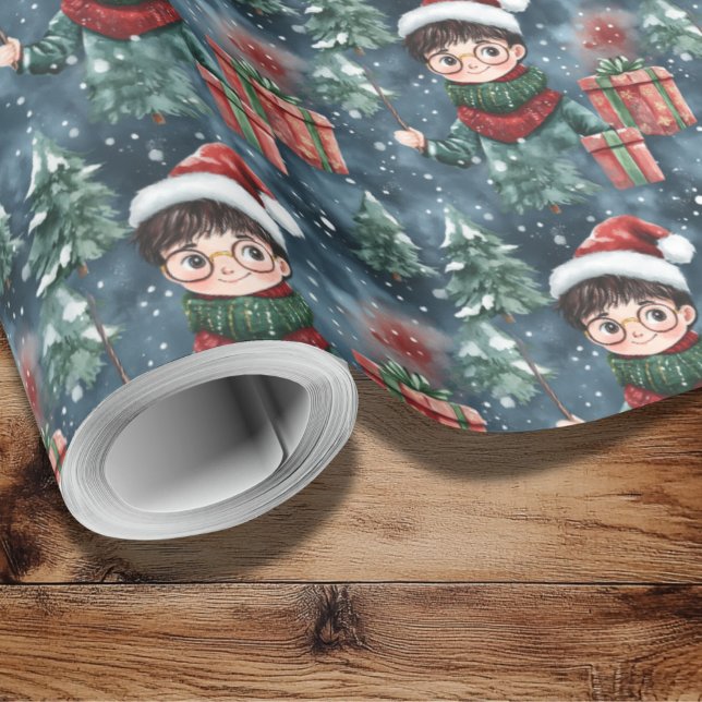 Cadeau Magical Wizard Papier d'emballage de vacances (Christmas Wizard Wrapping Paper )