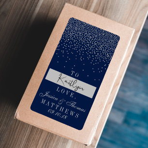 Cadeau Mariage bleu marine et argent glam Confetti