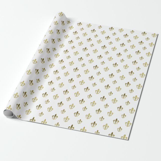 Cadeau Métallurgie Gold Fleur de Lis Papier à enveloppeme (Déroulé)