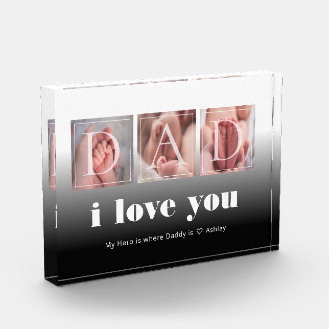 Cadeau moderne pour le bloc photo Papa (Gauche)