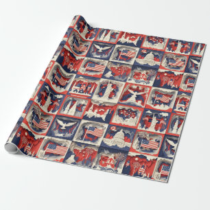 Cadeau Motif de carreau en papier découpé patriotique en 