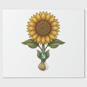Cadeau Motif de Tournesol Symétrique Ancien Papier d'Emba