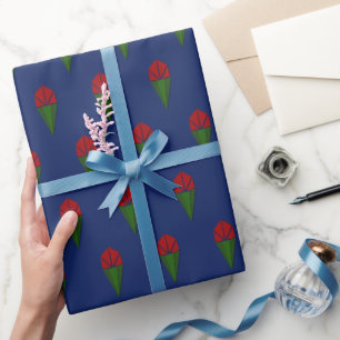 Cadeau Motif géométrique Roses rouges sur papier d'envelo
