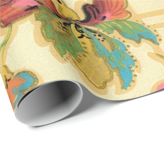 Cadeau Motif orange de papier peint floral de turquoise