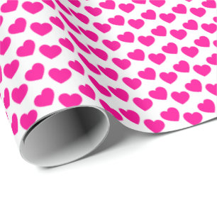 Cadeau Motif rose de coeur sur le papier d'emballage
