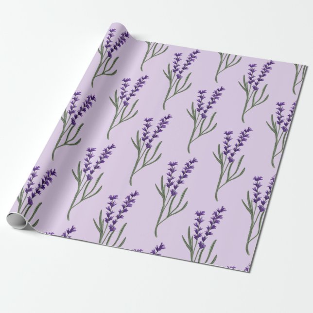 Cadeau Motif violet de papier d'enveloppement de lavande (Déroulé)
