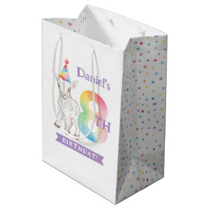 Cadeau Moyen Cute Goat Farm Animal Pastel 8e Anniversaire Sac