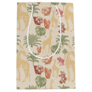 Cadeau Moyen Giraffe Rustique Floral Jungle Baby shower sac cad