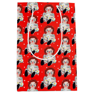 Cadeau Moyen Poupée de sac avec marguerites sur Pois