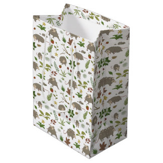 Cadeau Moyen Sac à Fête de Style Cottagecore Clair avec Opossum