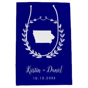 Cadeau Moyen Sac bleu marine carte de l'Iowa mariage bienvenue