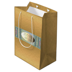 Cadeau Moyen Sac d'emballage floral et doré pour nom et adresse