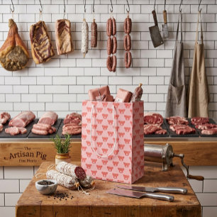 Cadeau Moyen Sac en papier de ferme en silhouette de tête de po