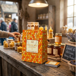 Cadeau Moyen Sac en papier nid d'abeille hexagonal Merci pour v