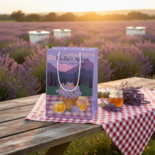 Cadeau Moyen Sac en papier personnalisé miel et lavande