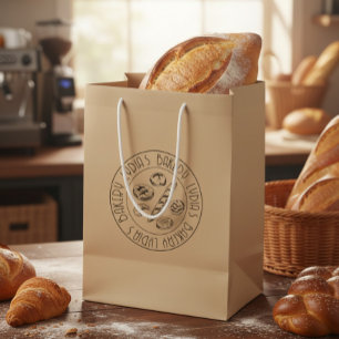 Cadeau Moyen Sac personnalisé de boulangerie rustique en papier