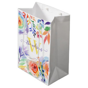 Cadeau Moyen Sac photo aquarelle personnalisé avec monogramme