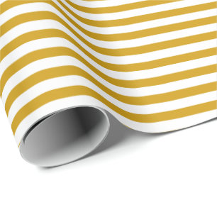 Cadeau Mustard Yellow Papier à enveloppement blanc