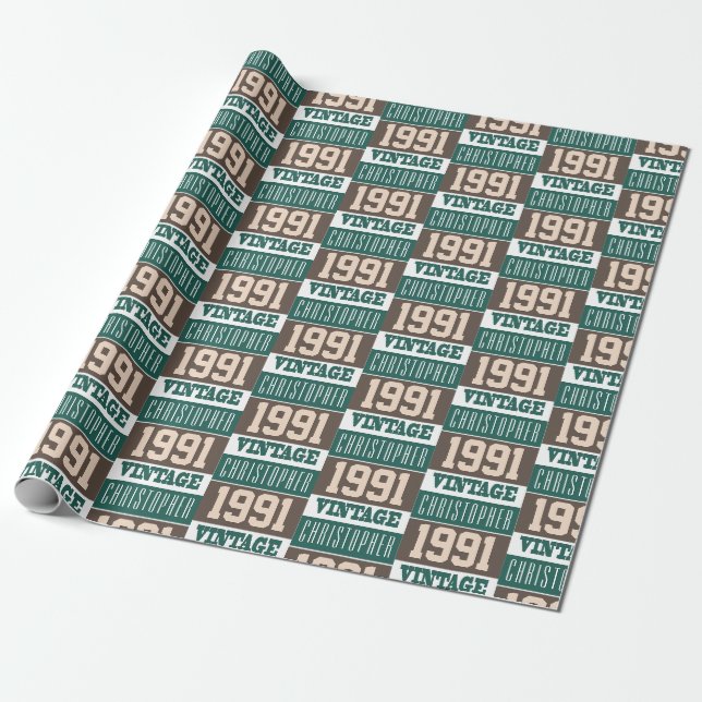 Cadeau Né en 1991 papier d'emballage (Déroulé)