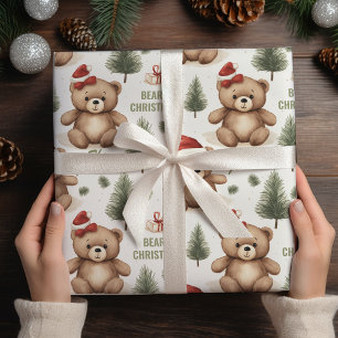 Cadeau Nounours de fête Papier d'enveloppement de nom de 