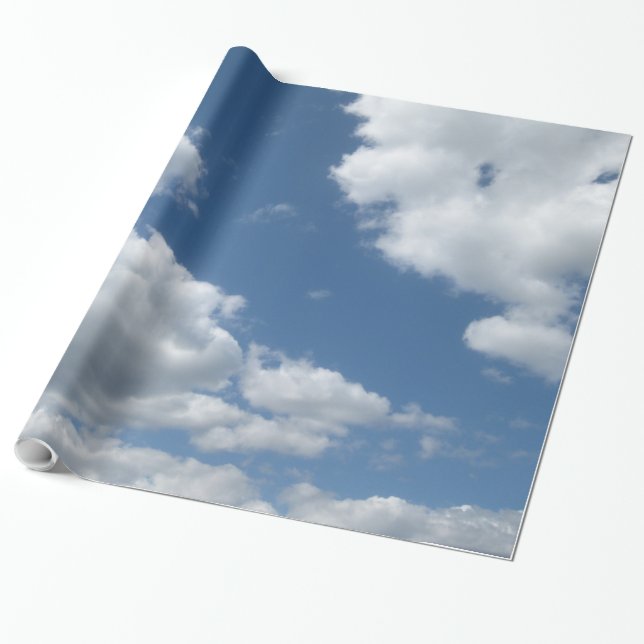 Cadeau Nuages contre un papier d'emballage de ciel bleu (Déroulé)