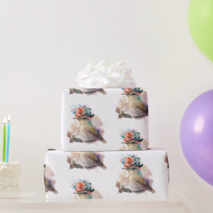 Cadeau Oiseau d'aquarelle adorable dans un papier d'envel