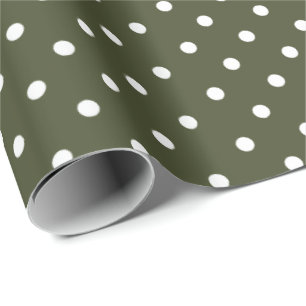 Cadeau Olive Green Papier blanc à enveloppement à point