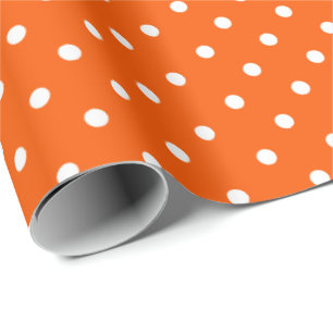 Cadeau Orange   Papier blanc à enveloppement à points Pol