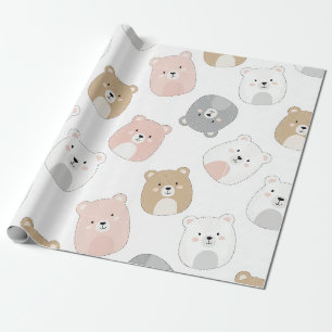 Cadeau Ours mignon et cœurs -- Papier peint pour nurserie