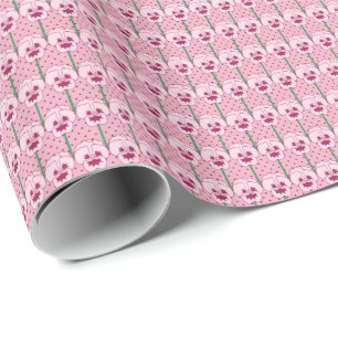 Cadeau Pansies rose coquille - motif de papier peint rétr