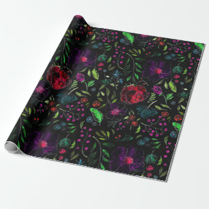 CADEAU PAPIER À EMBALLER FEUILLES DE FLEURS BOTANIQUES FO