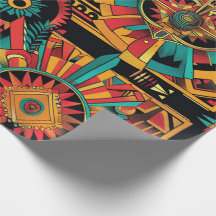 Papier à enveloppement artistique Cyan "Aztec Drea