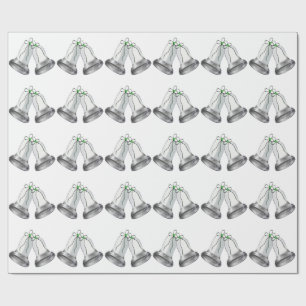 Cadeau Papier à enveloppement blanc à ruban vert pour clo