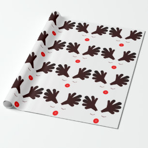 Cadeau Papier à enveloppement blanc Rudolph