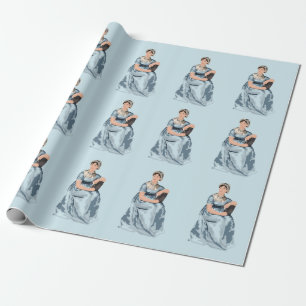 Cadeau Papier à enveloppement bleu Jane Austen