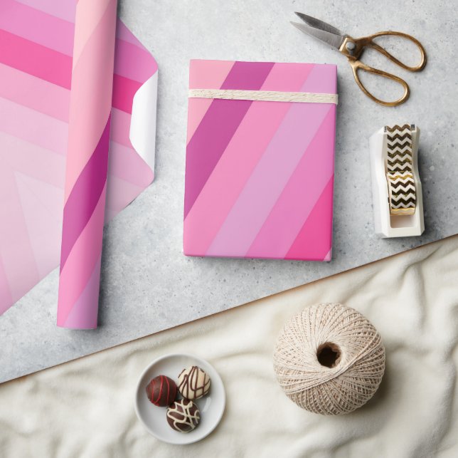 Cadeau Papier à enveloppement brillant Bande rose (Artisanat)