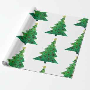 Cadeau Papier à enveloppement brillant des arbres de Noël