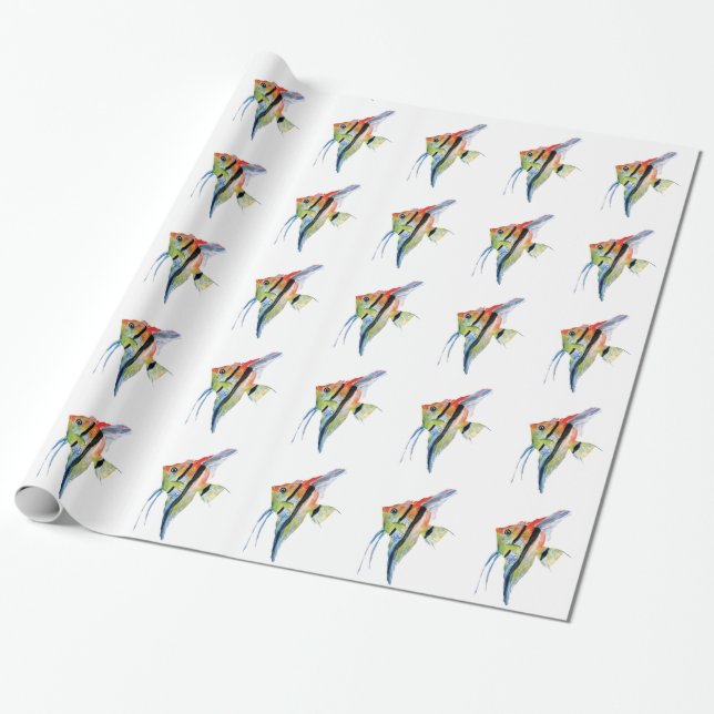 Cadeau Papier à enveloppement brillant pour poisson tropi (Déroulé)
